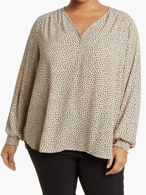 Pleione Cream Blouse with Black Polka Dots